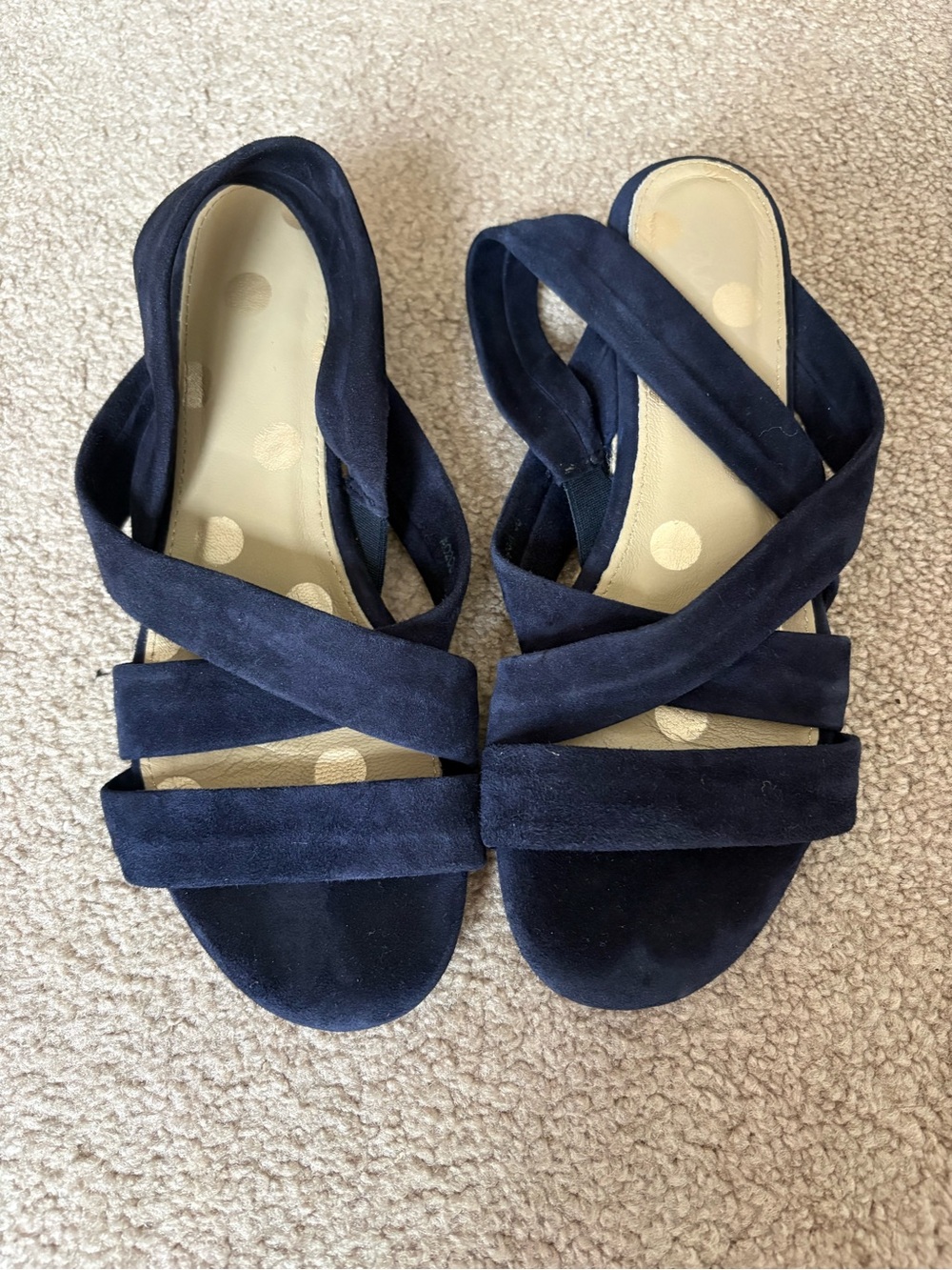 Boden Navy Suede Crisscross Slingback Sandals